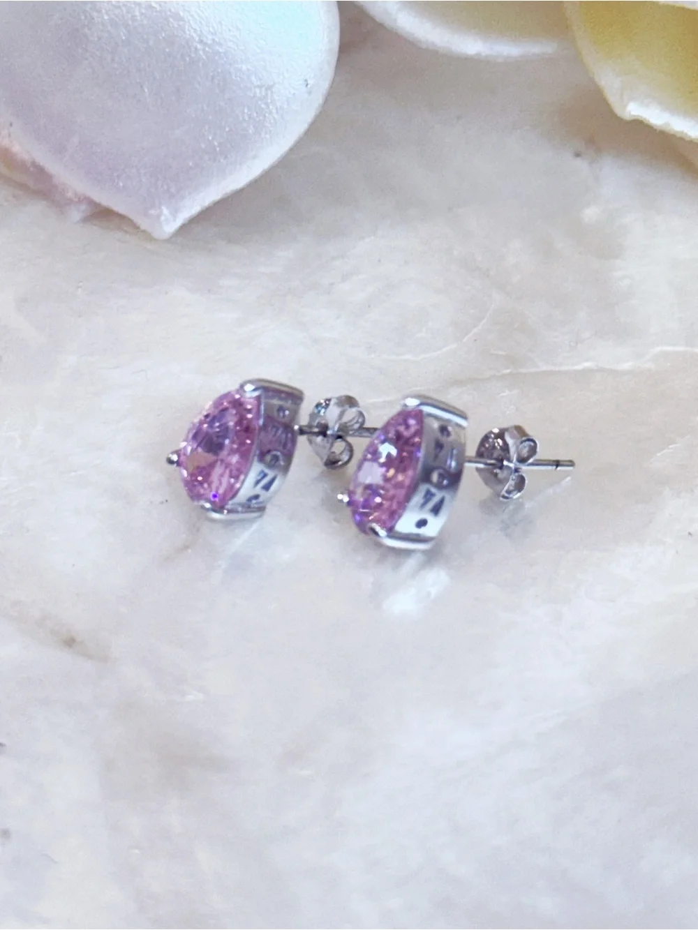 925 Sterling Silver Faux Pink Sapphire Pear shape NWOT